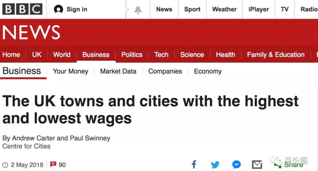 你的城镇拖后腿了吗？BBC公布英国各地工资榜单