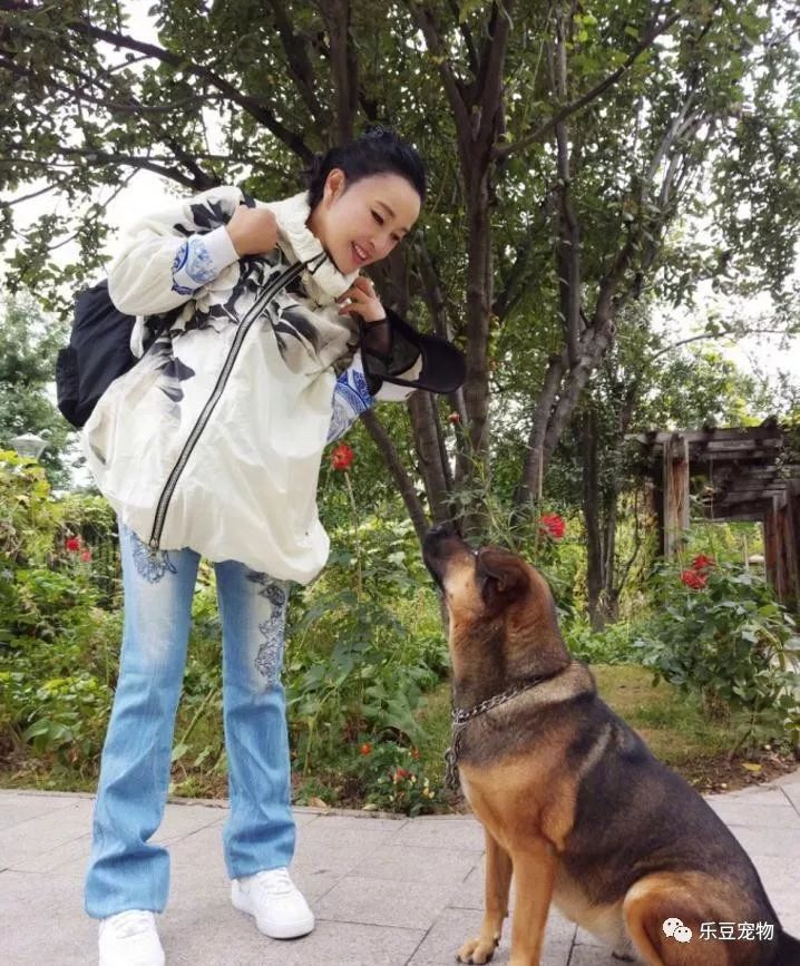 刘晓庆大方带狗逛公园，丝毫不避讳自己养的是