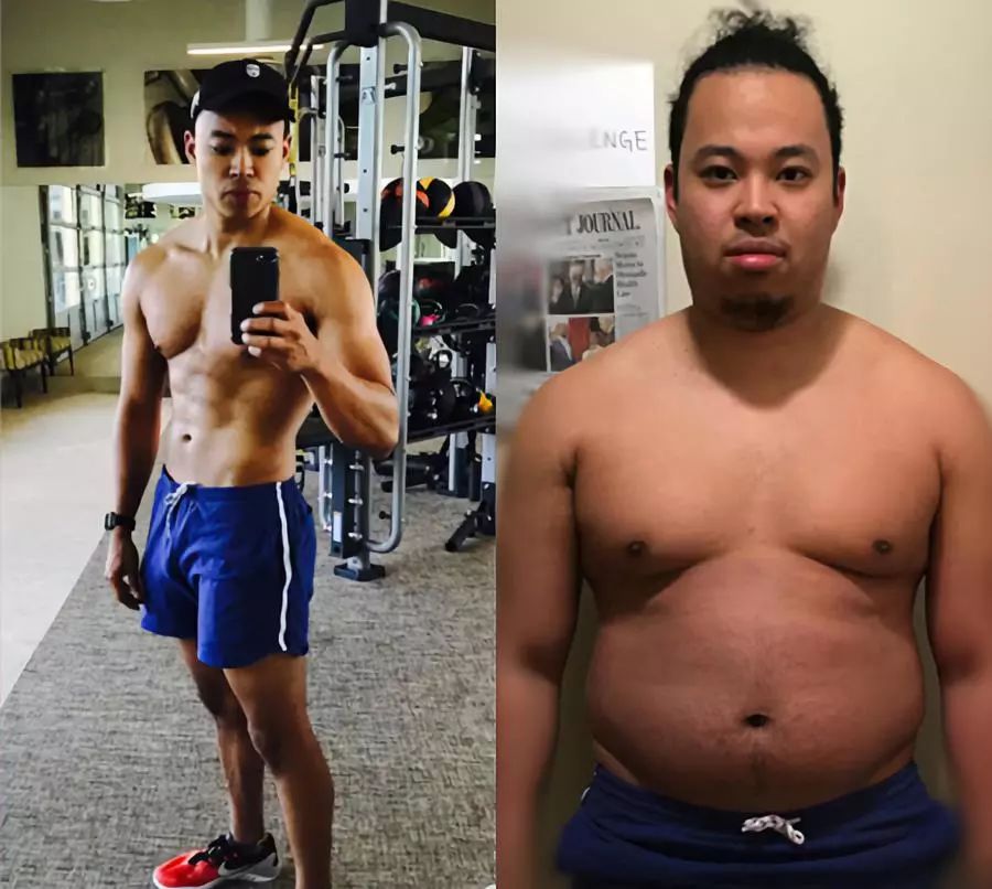 205斤胖哥想健身改变，健康饮食配合锻炼，坚持6个月后看健身效果(3)