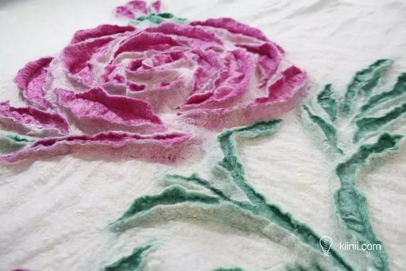 立体羊毛毡画DIY教程:雪中的玫瑰