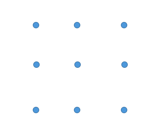 如图，画4条直线能连接9个点吗？可以一笔画完吗？